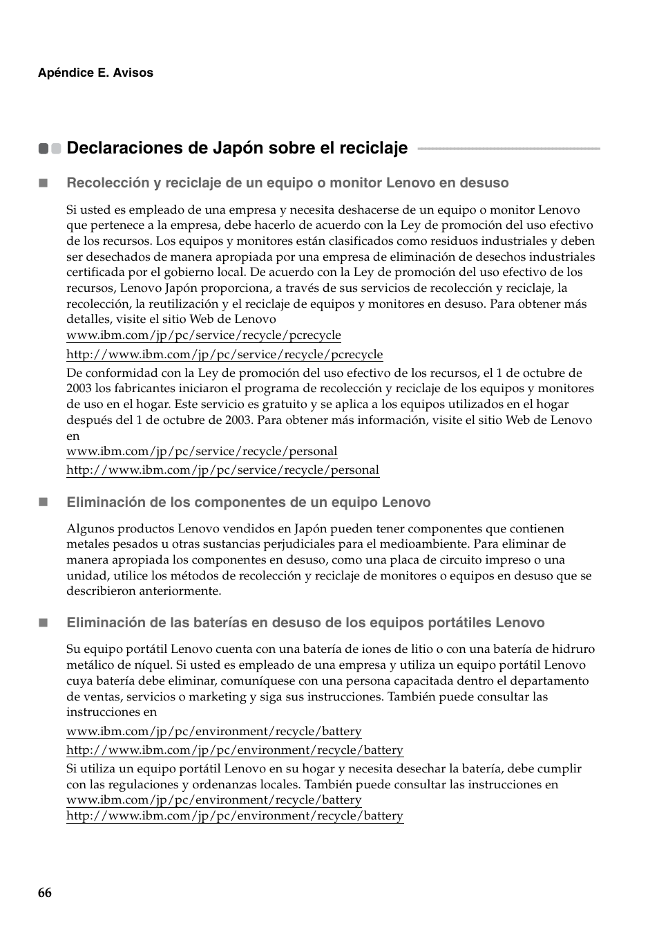 Declaraciones de japón sobre el reciclaje | Lenovo G450 Notebook User Manual | Page 74 / 112