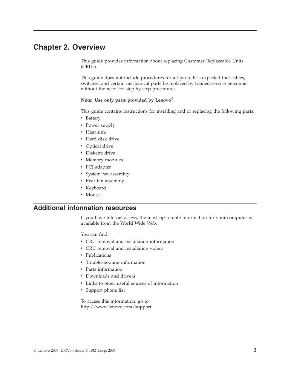 Chapter 2. overview, Additional information resources, Chapter | Overview, Additional, Information, Resources | Lenovo ThinkCentre M57p User Manual | Page 11 / 60