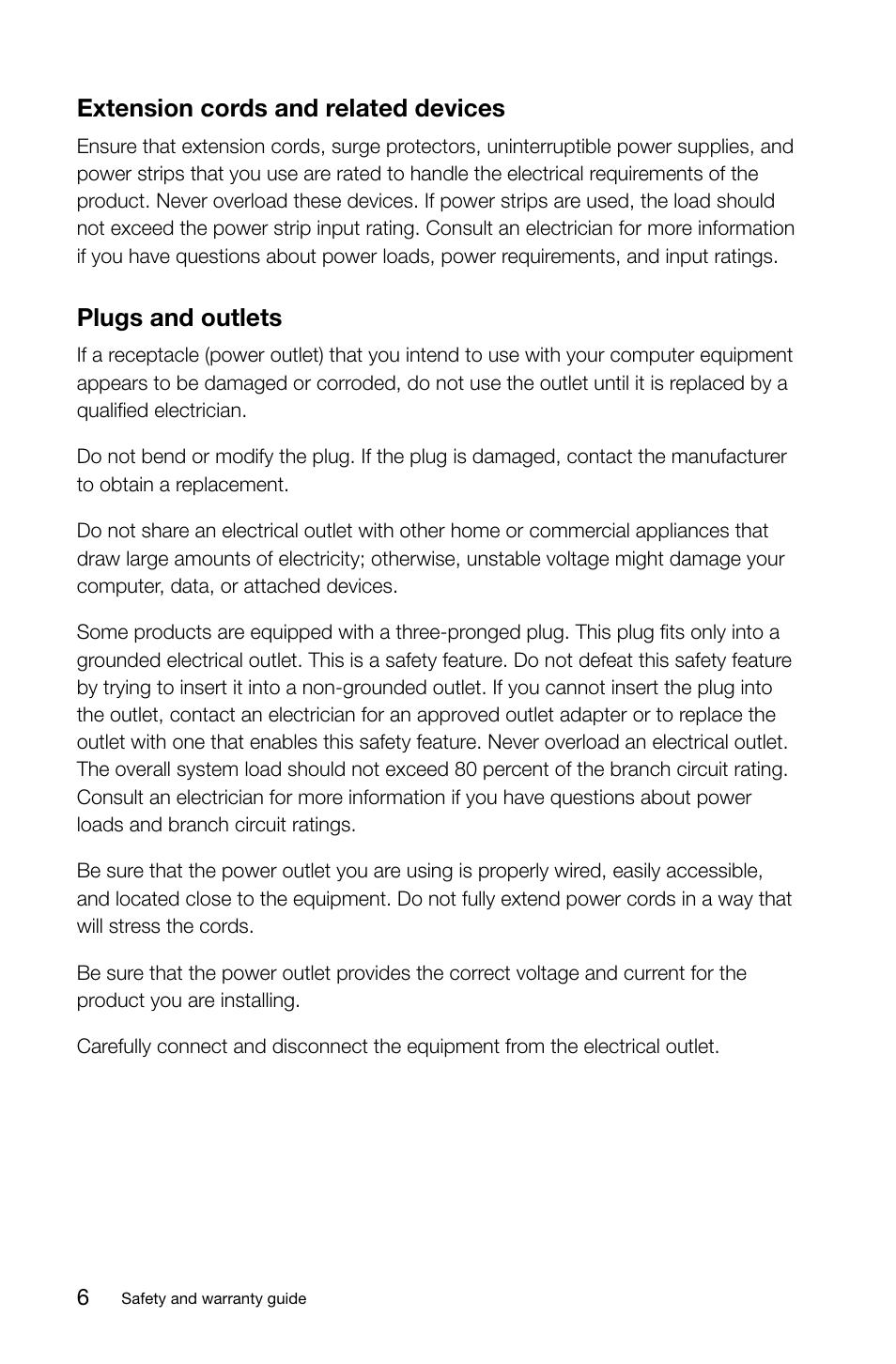 Extension cords and related devices, Plugs and outlets | Lenovo Horizon 27 Table PC IdeaCentre User Manual | Page 11 / 51