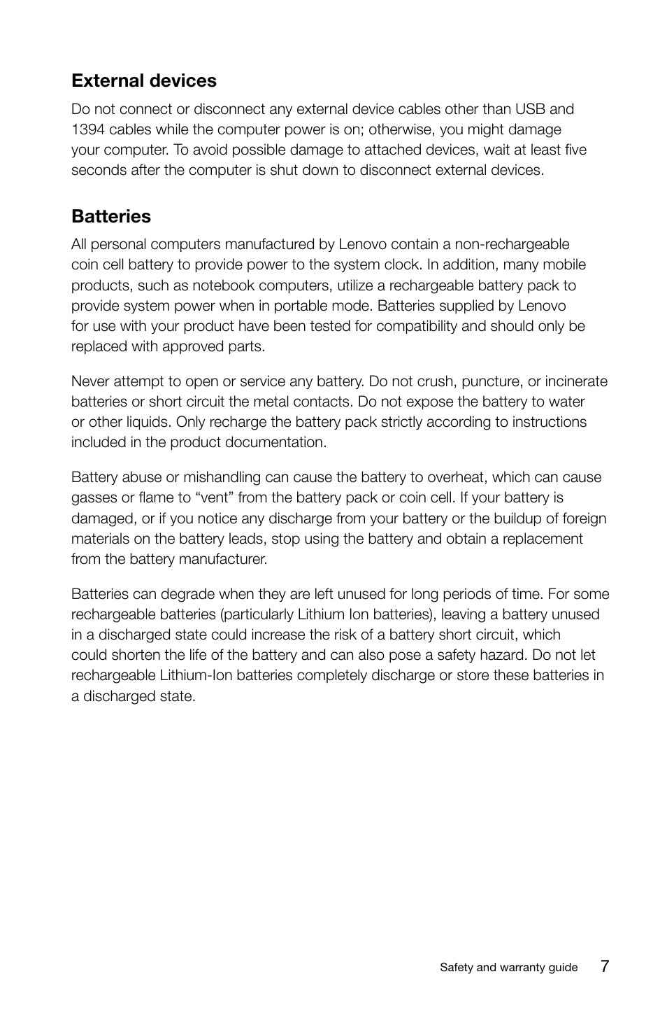 External devices, Batteries | Lenovo Horizon 27 Table PC IdeaCentre User Manual | Page 12 / 51
