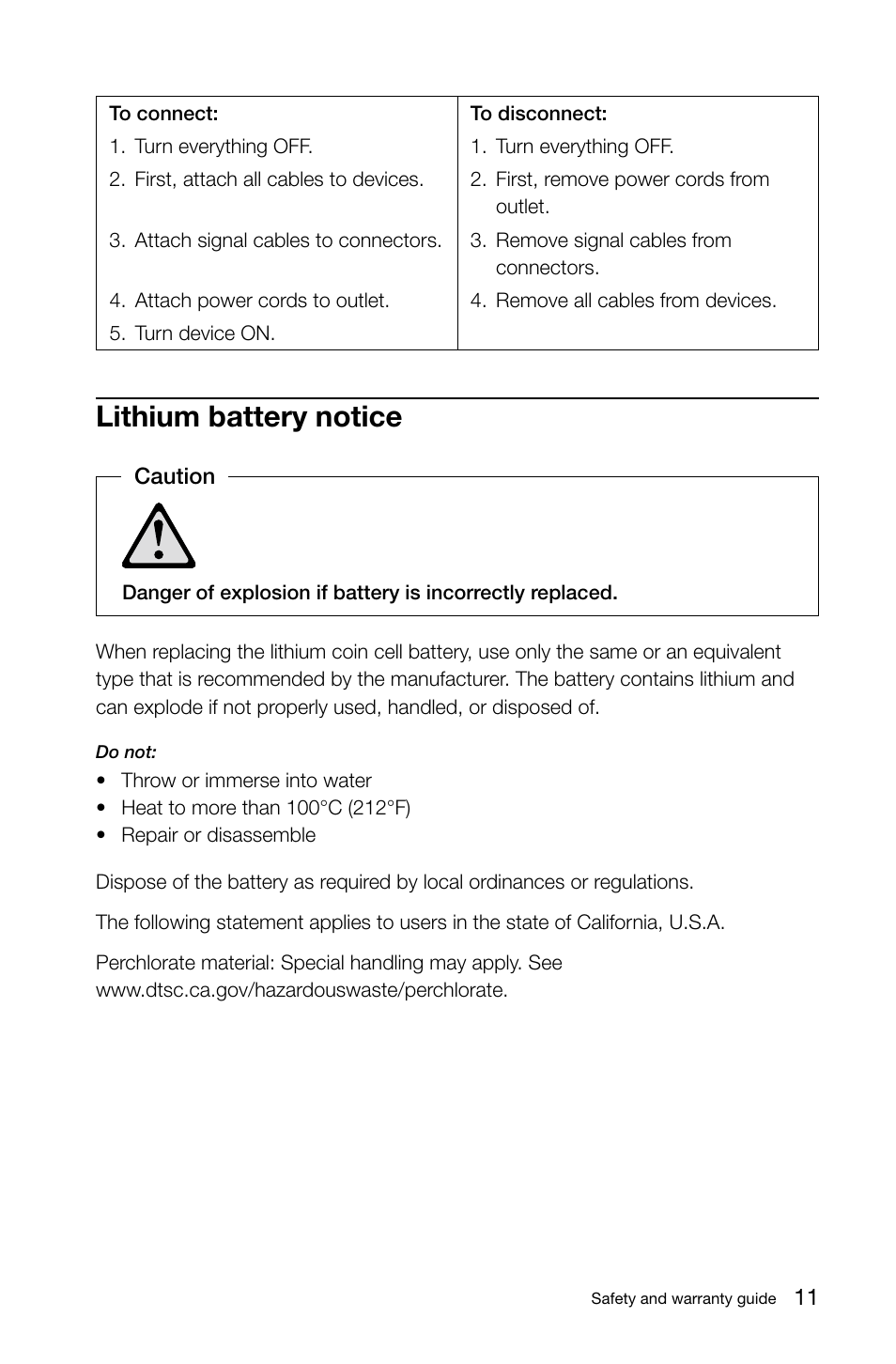 Lithium battery notice | Lenovo Horizon 27 Table PC IdeaCentre User Manual | Page 16 / 51