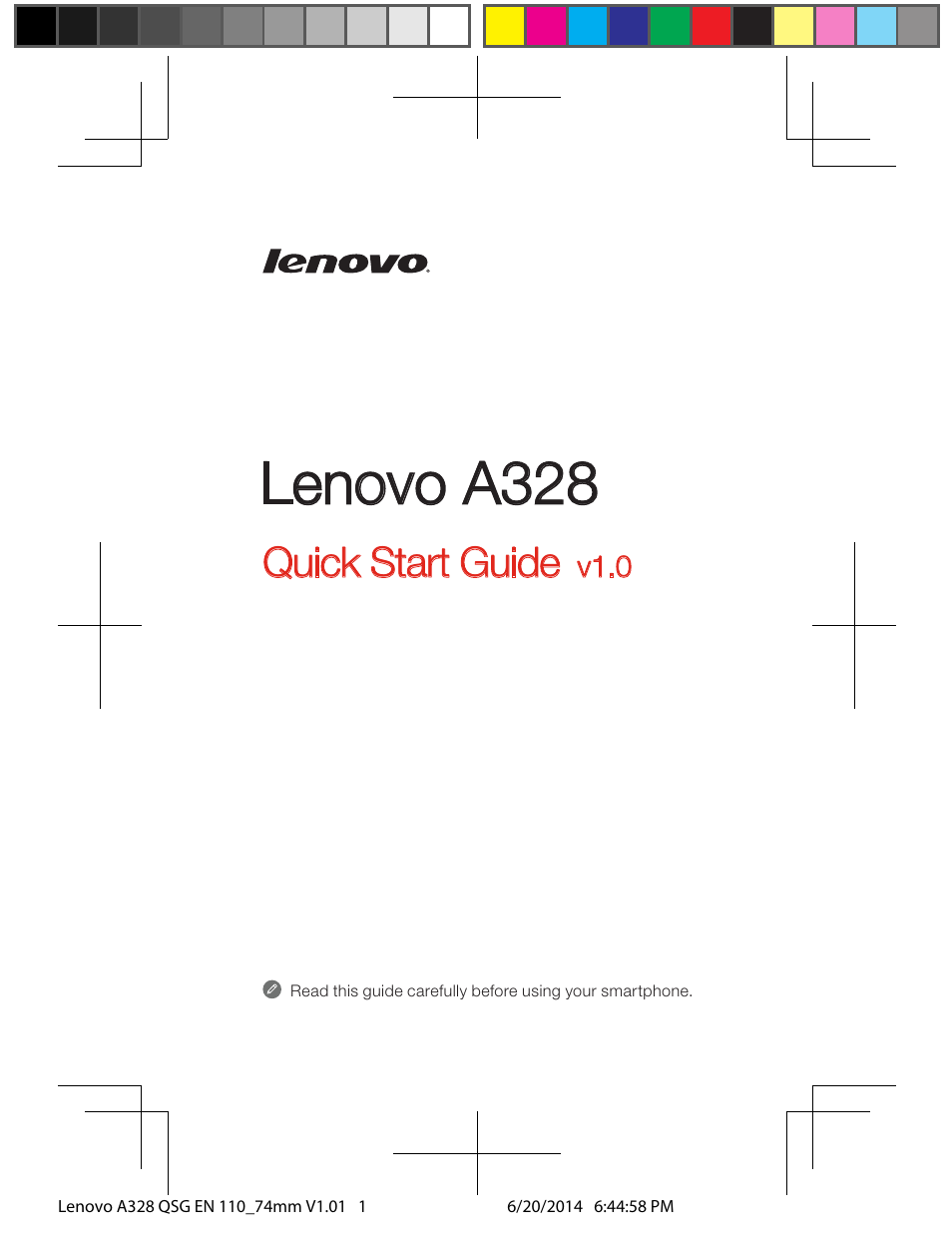 Lenovo A328 Smartphone User Manual | 6 pages