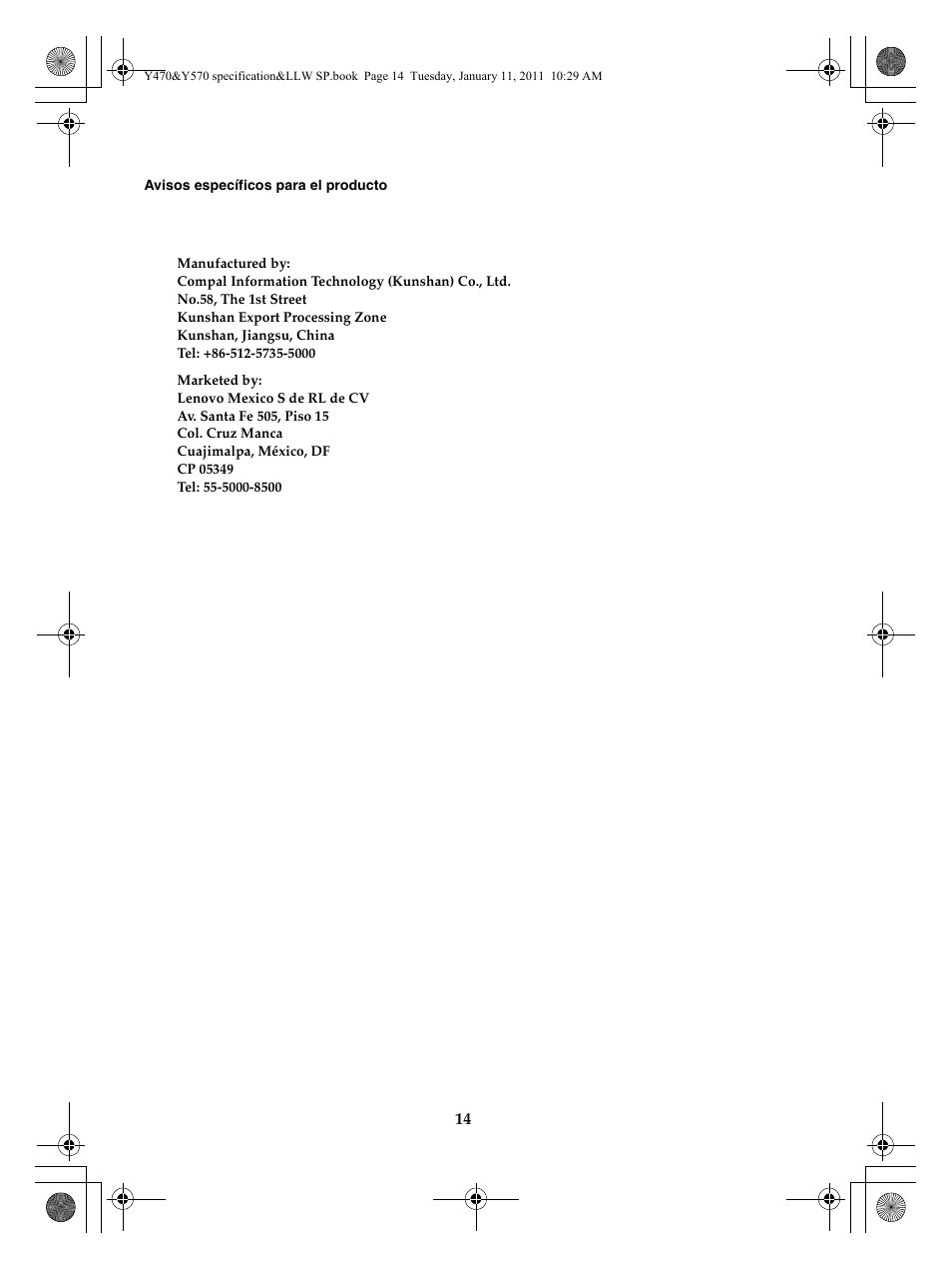 Lenovo IDEAPAD Y570 User Manual | Page 14 / 17