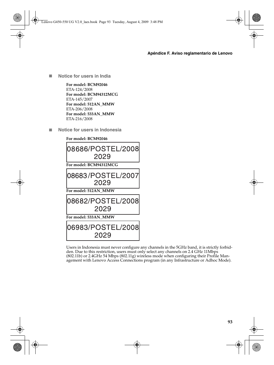 Lenovo G450 Notebook User Manual | Page 101 / 110