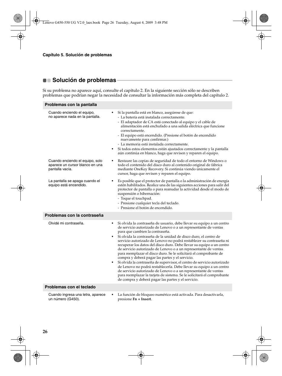 Solución de problemas | Lenovo G450 Notebook User Manual | Page 34 / 110
