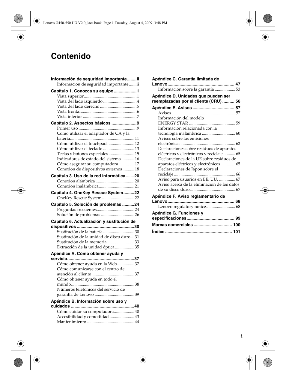 Lenovo G450 Notebook User Manual | Page 5 / 110