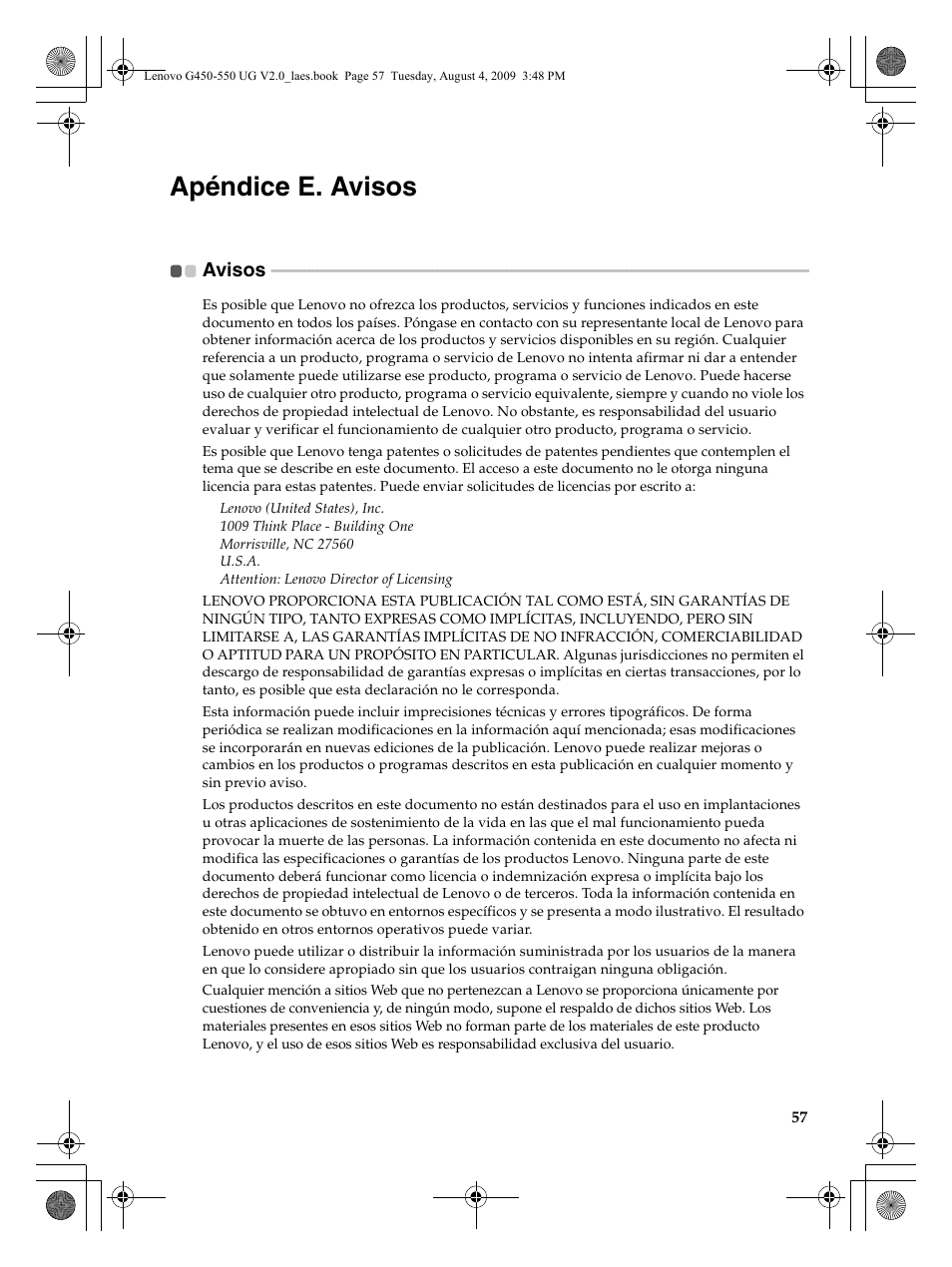 Apéndice e. avisos | Lenovo G450 Notebook User Manual | Page 65 / 110