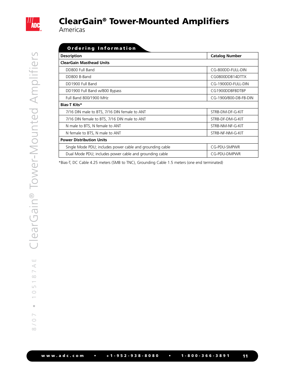 Cle ar g ai n, Cleargain, Tower-mounted amplifiers | ADC ClearGain Tower-Mounted Amplifiers User Manual | Page 11 / 12