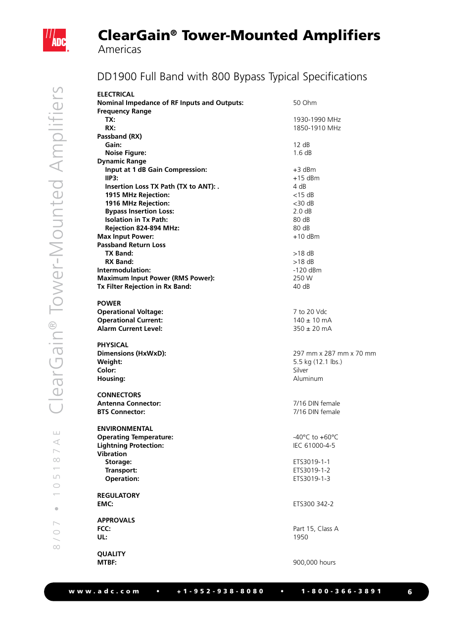 Cle ar g ai n, Cleargain, Tower-mounted amplifiers | Americas | ADC ClearGain Tower-Mounted Amplifiers User Manual | Page 6 / 12