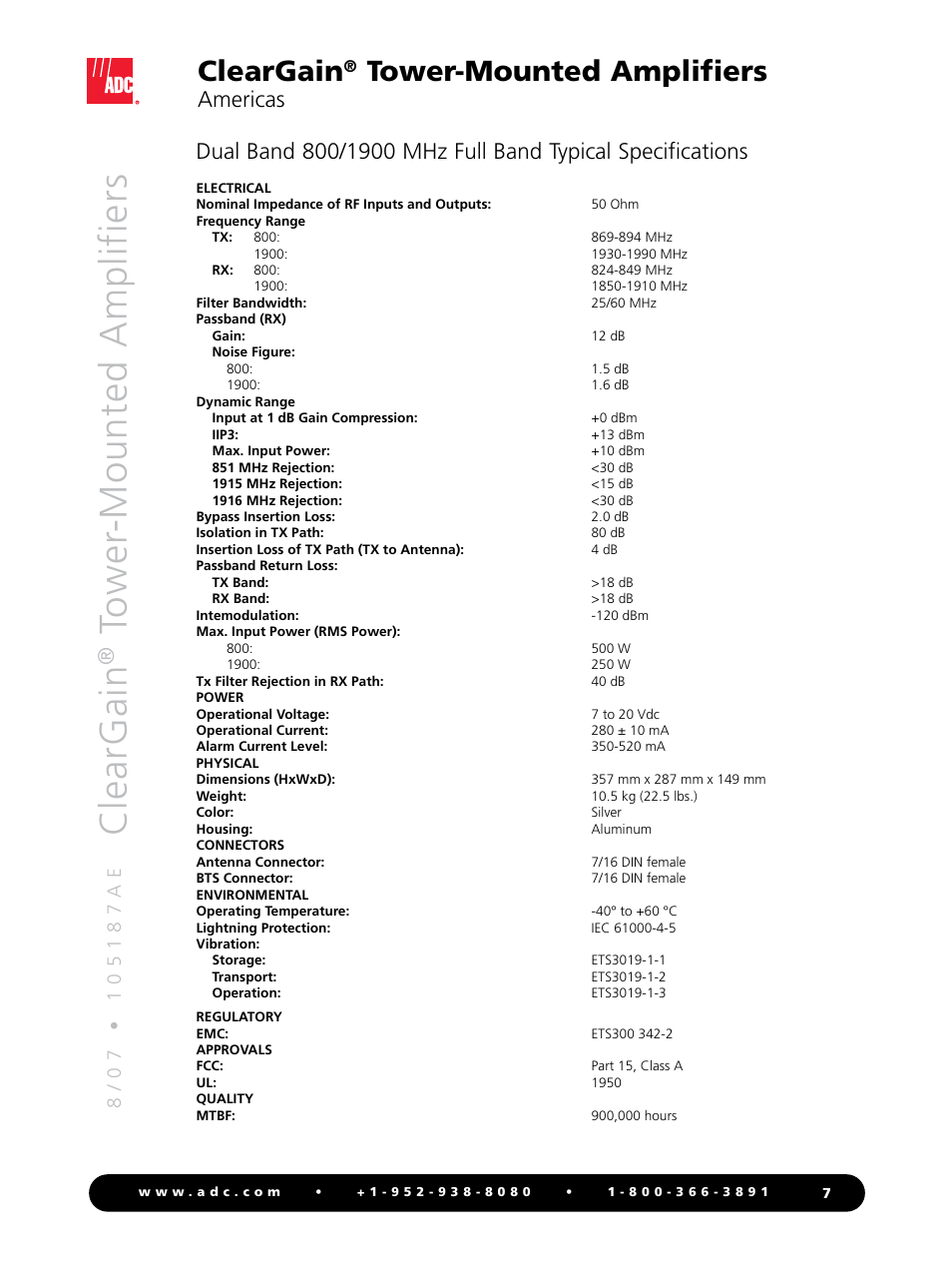 Cle ar g ai n, Cleargain, Tower-mounted amplifiers | Americas | ADC ClearGain Tower-Mounted Amplifiers User Manual | Page 7 / 12