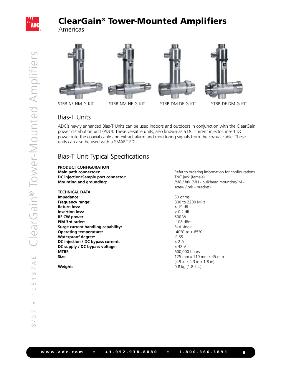 Cle ar g ai n, Cleargain, Tower-mounted amplifiers | ADC ClearGain Tower-Mounted Amplifiers User Manual | Page 8 / 12