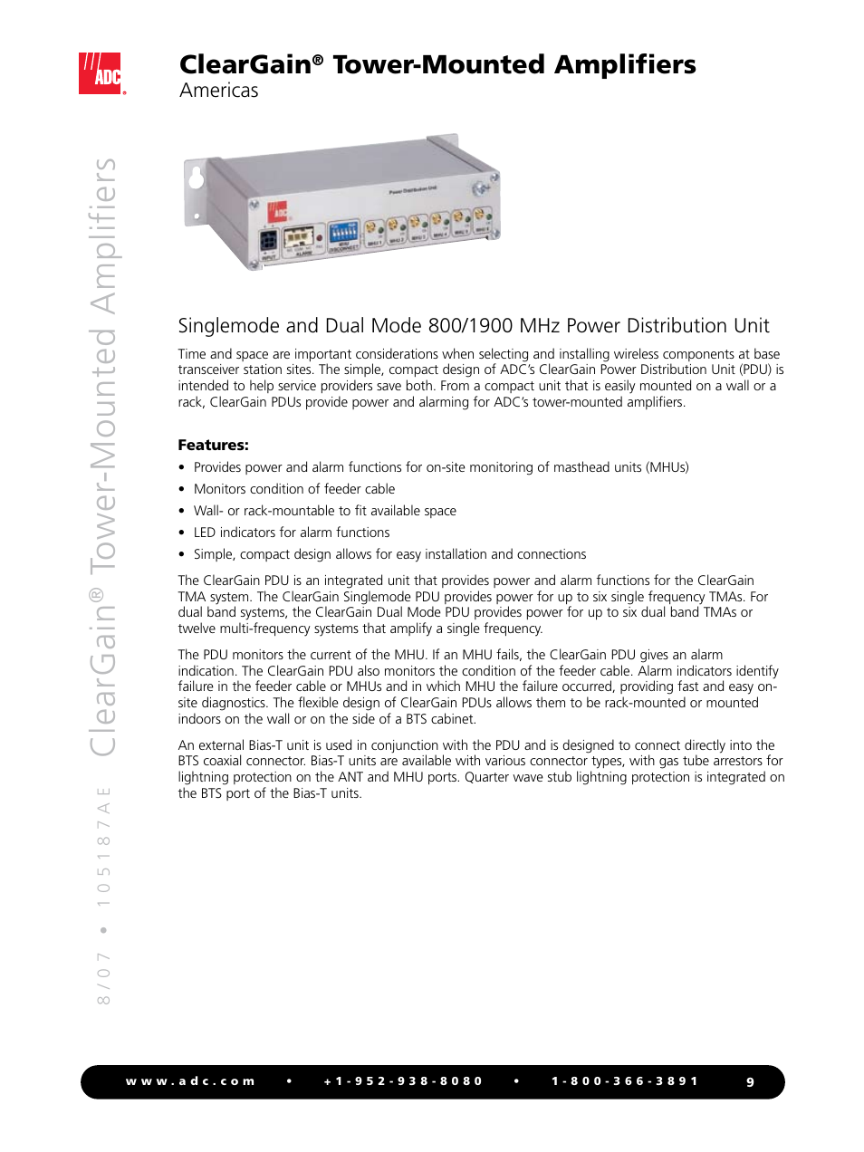 Cle ar g ai n | ADC ClearGain Tower-Mounted Amplifiers User Manual | Page 9 / 12