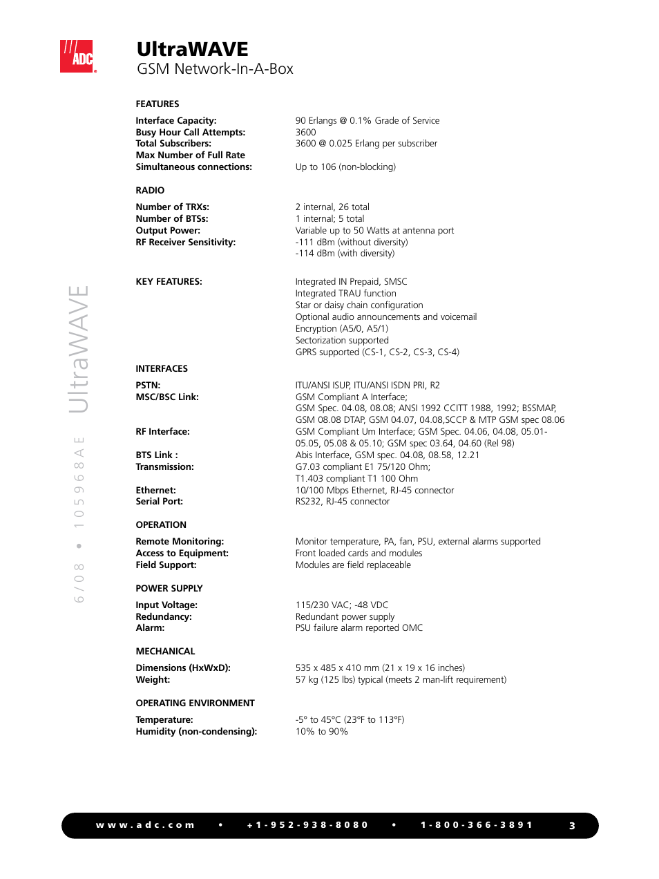 Ultraw a ve, Ultrawave, Gsm network-in-a-box | ADC UltraWAVE GSM Network-In-A-Box 105968AE User Manual | Page 3 / 4