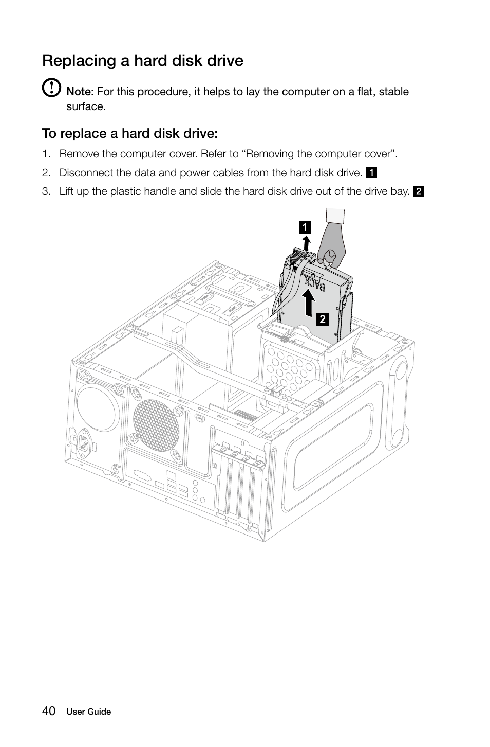 Replacing a hard disk drive | Lenovo Erazer X315 Desktop User Manual | Page 45 / 57