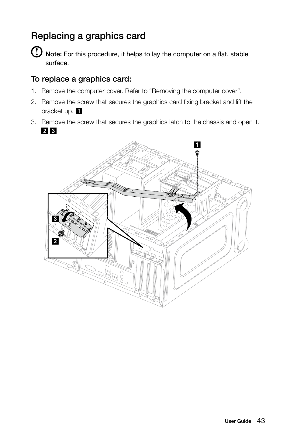 Replacing a graphics card | Lenovo Erazer X315 Desktop User Manual | Page 48 / 57