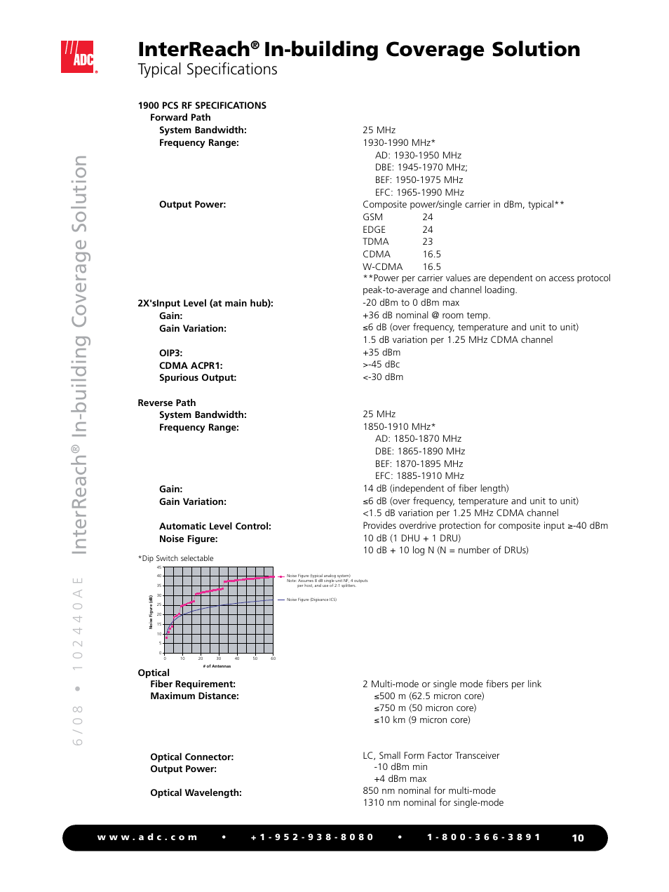 Interreach, In-building c overage solution, In-building coverage solution | Typical specifications | ADC InterReach 800 ESMR User Manual | Page 10 / 12