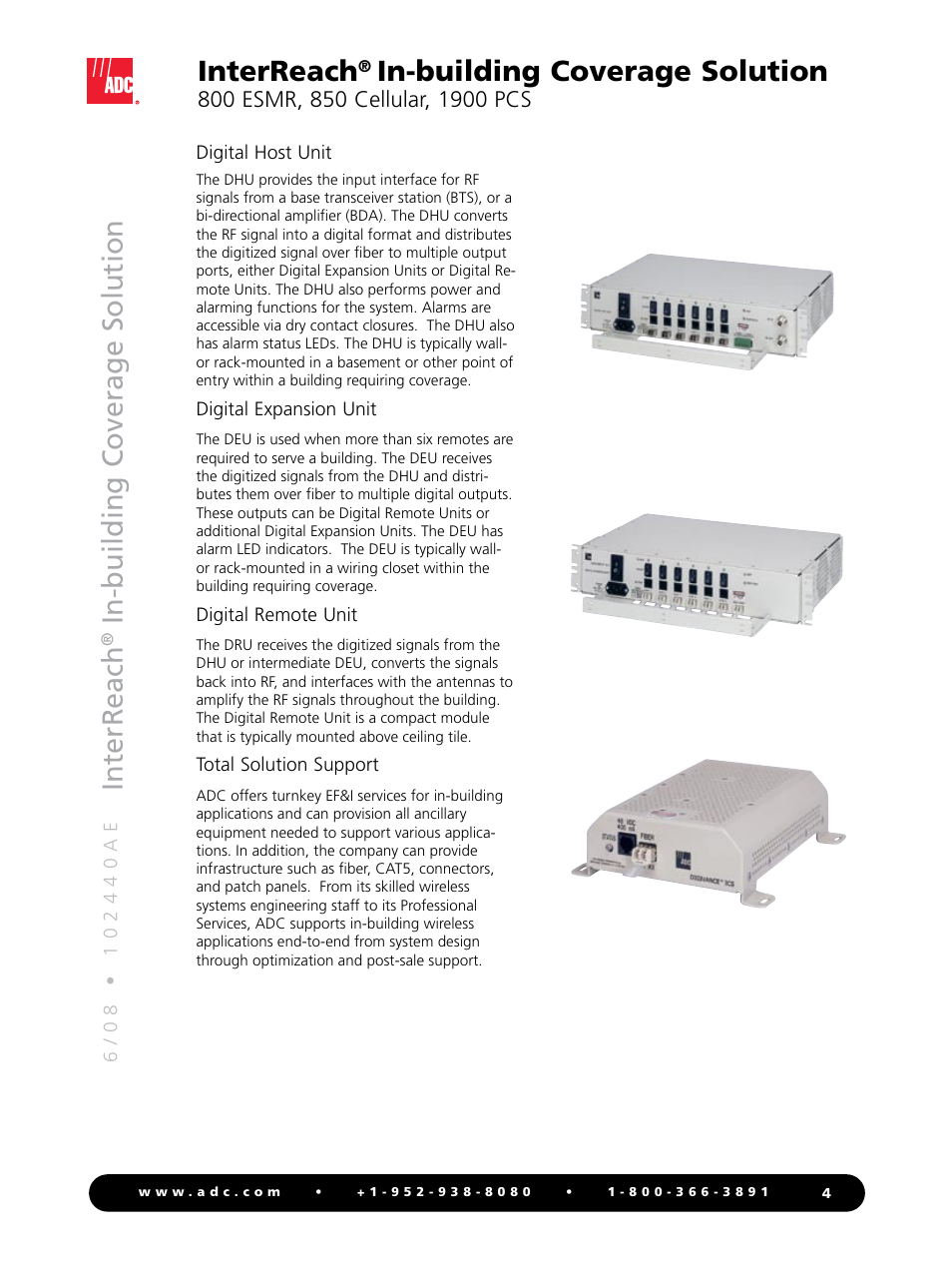 Interreach, In-building c overage solution, In-building coverage solution | ADC InterReach 800 ESMR User Manual | Page 4 / 12