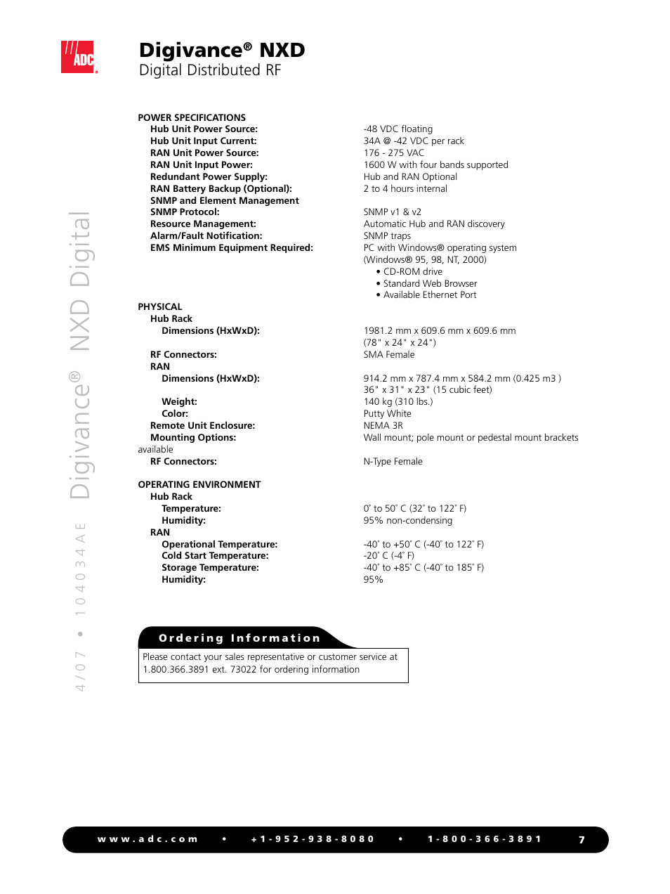 Dig iv an ce, Digivance, Digital distributed rf | ADC Digivance NXD User Manual | Page 7 / 8