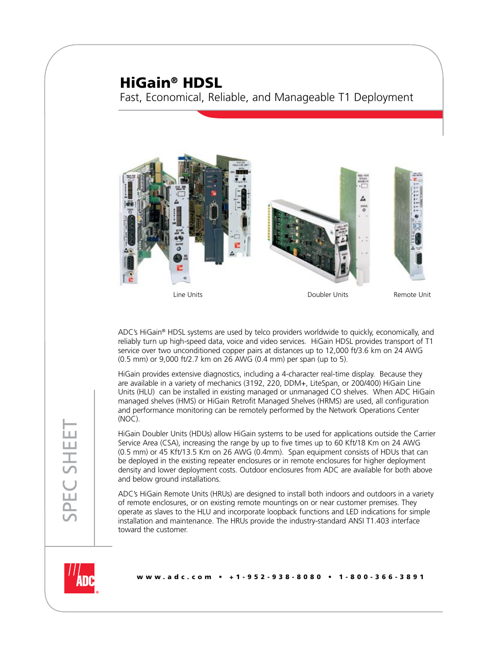 ADC HiGain and Manageable T1 Deployment User Manual | 4 pages