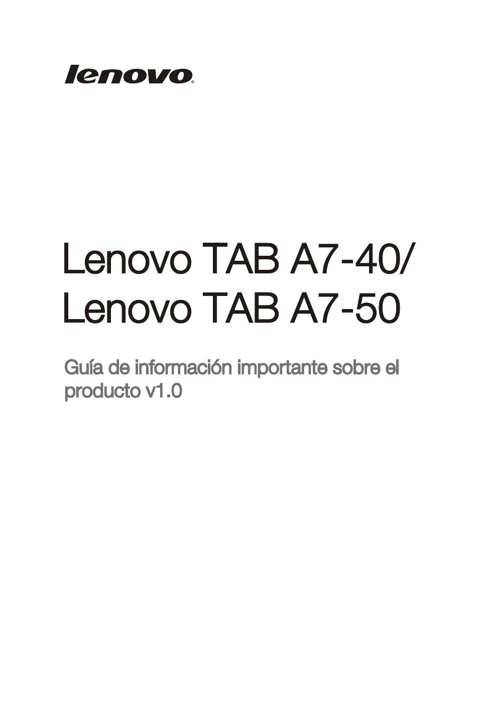 Lenovo A7-40 Tablet User Manual | 61 pages