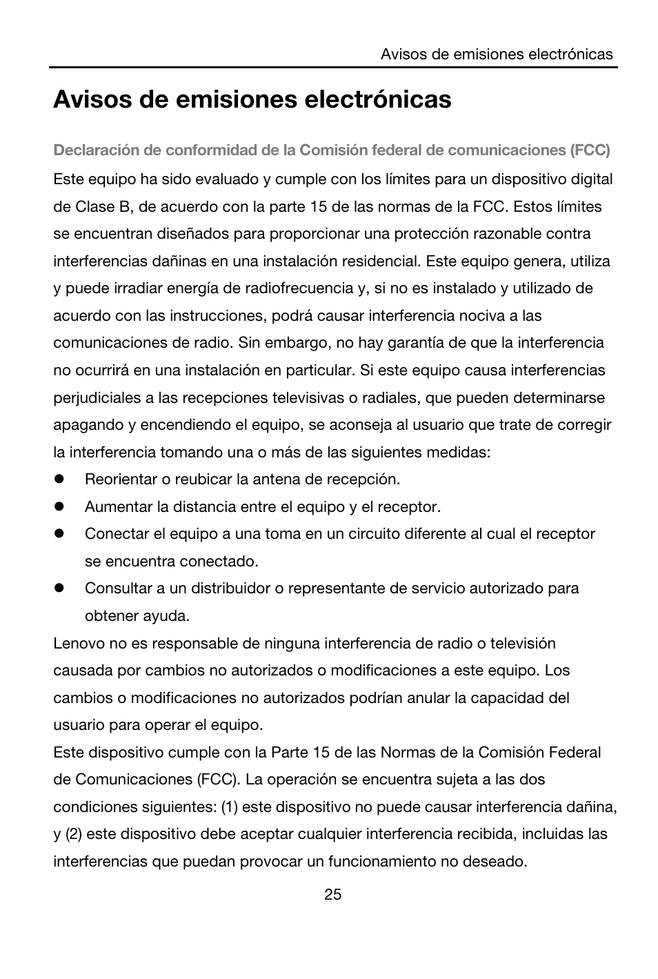 Avisos de emisiones electrónicas, Reorientar o reubicar la antena de recepción | Lenovo A7-40 Tablet User Manual | Page 56 / 61
