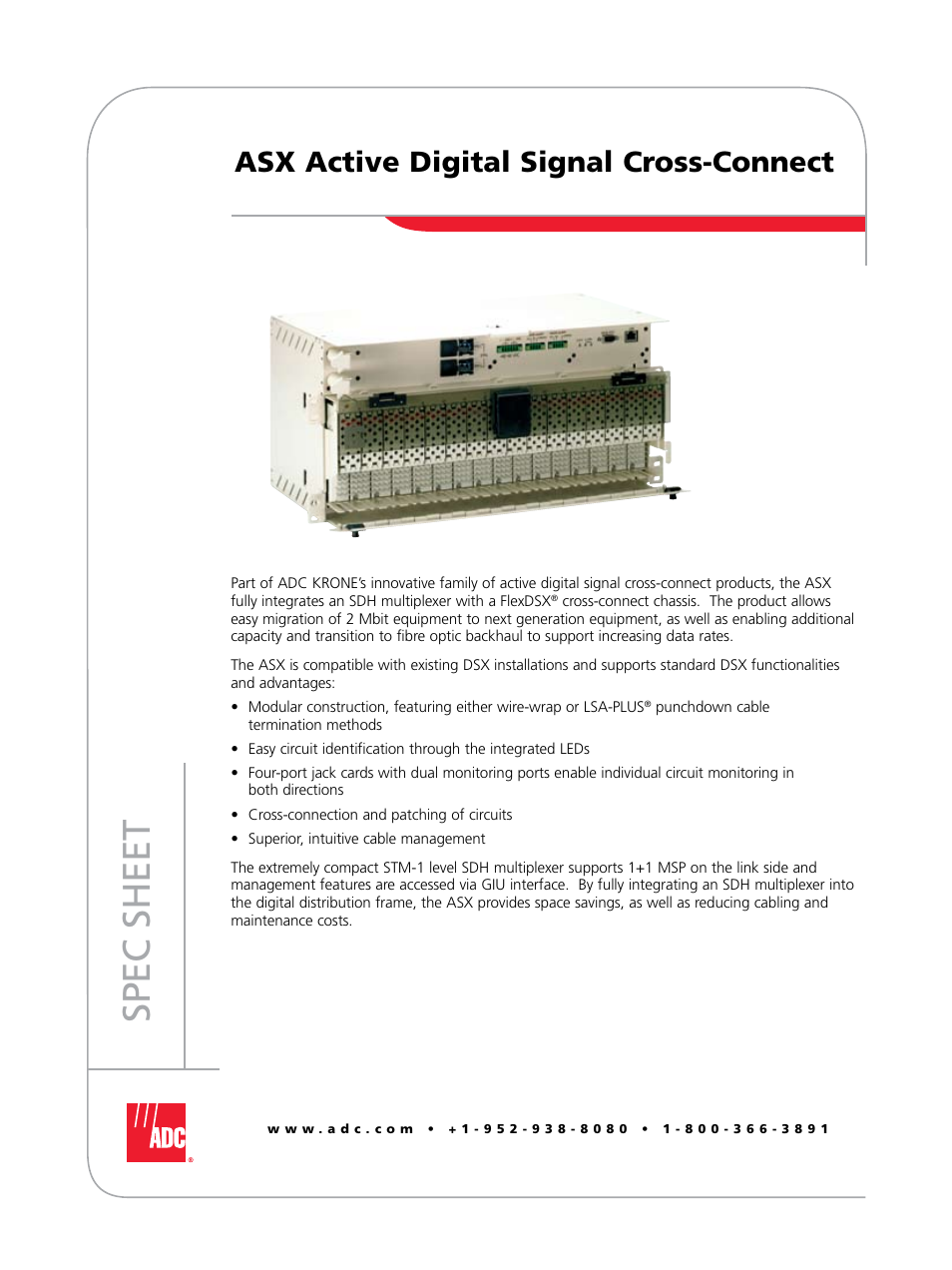 ADC Active Digital Signal Cross-Connect ASX User Manual | 4 pages