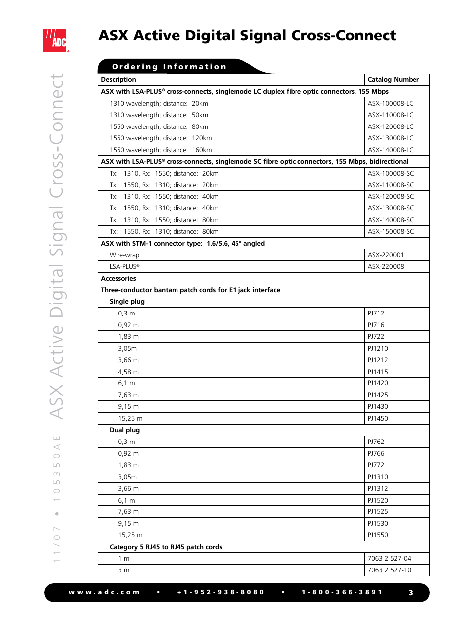 Asx active digital signal cr oss-connect, Asx active digital signal cross-connect | ADC Active Digital Signal Cross-Connect ASX User Manual | Page 3 / 4