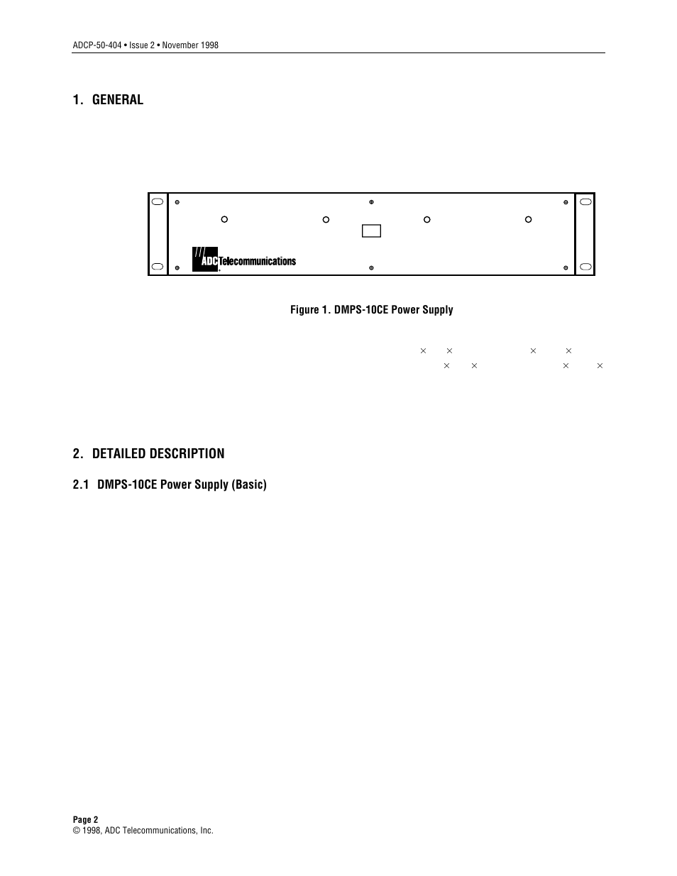 General, Detailed description, 1 dmps-10ce power supply (basic) | ADC DMPS-10CE User Manual | Page 2 / 9