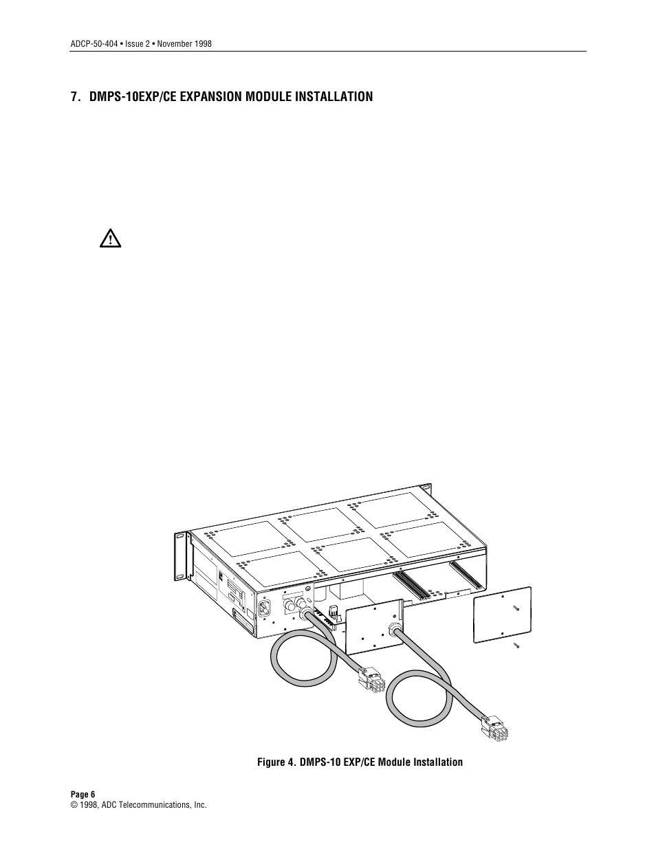 Dmps-10exp/ce expansion module installation, Figure 4. dmps-10 exp/ce module installation, Date code made in usa | ADC DMPS-10CE User Manual | Page 6 / 9