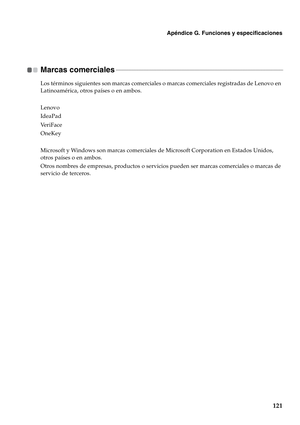 Marcas comerciales | Lenovo G560 Notebook User Manual | Page 129 / 134