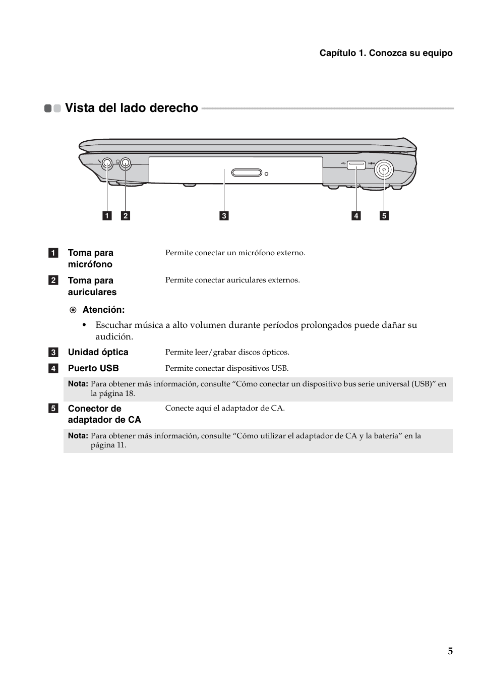 Vista del lado derecho | Lenovo G560 Notebook User Manual | Page 13 / 134