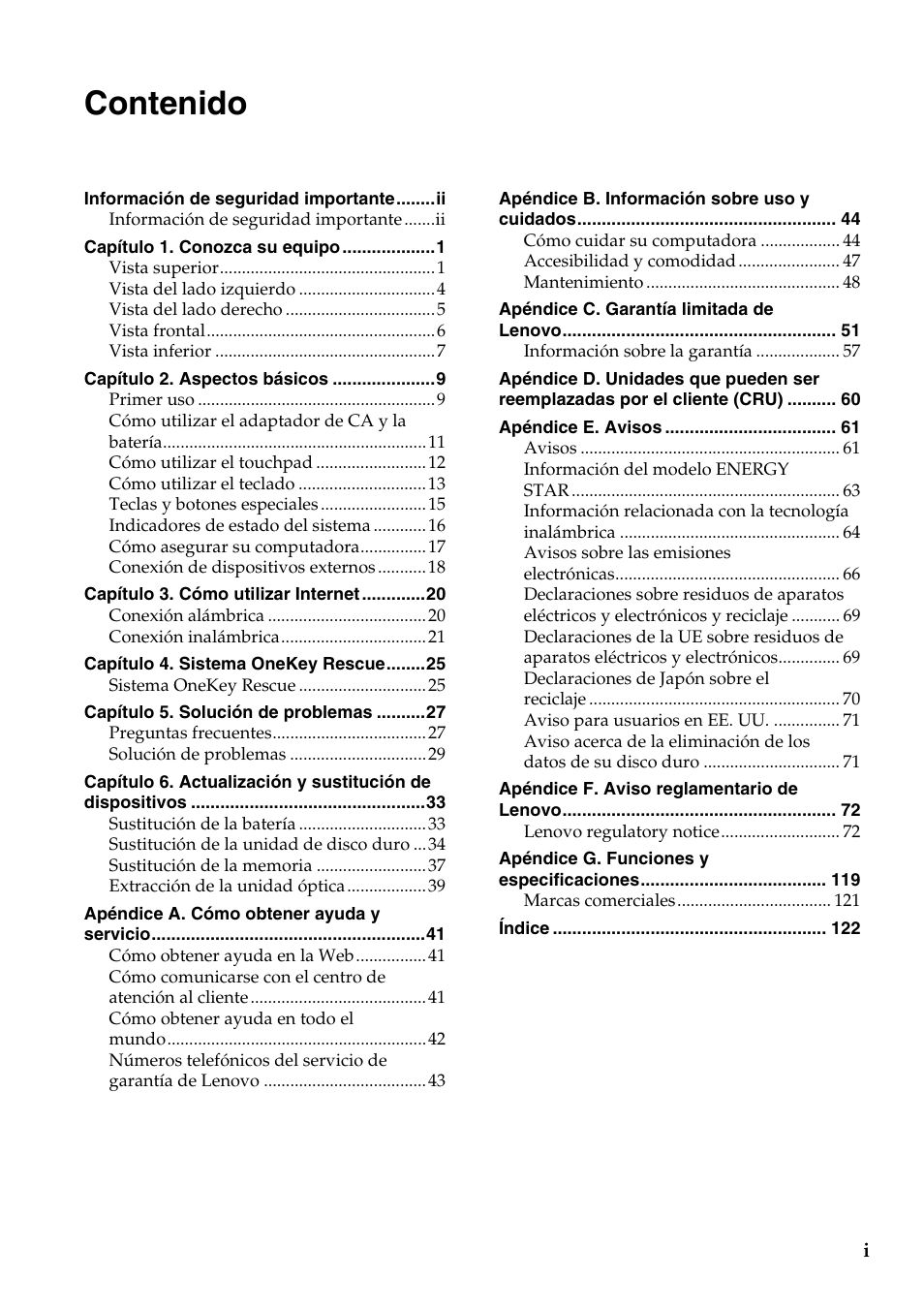 Lenovo G560 Notebook User Manual | Page 5 / 134