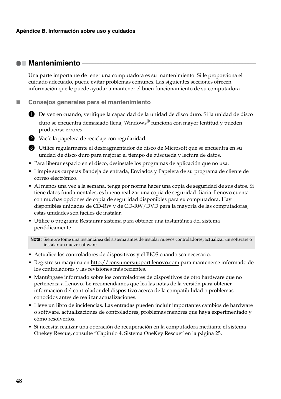 Mantenimiento | Lenovo G560 Notebook User Manual | Page 56 / 134