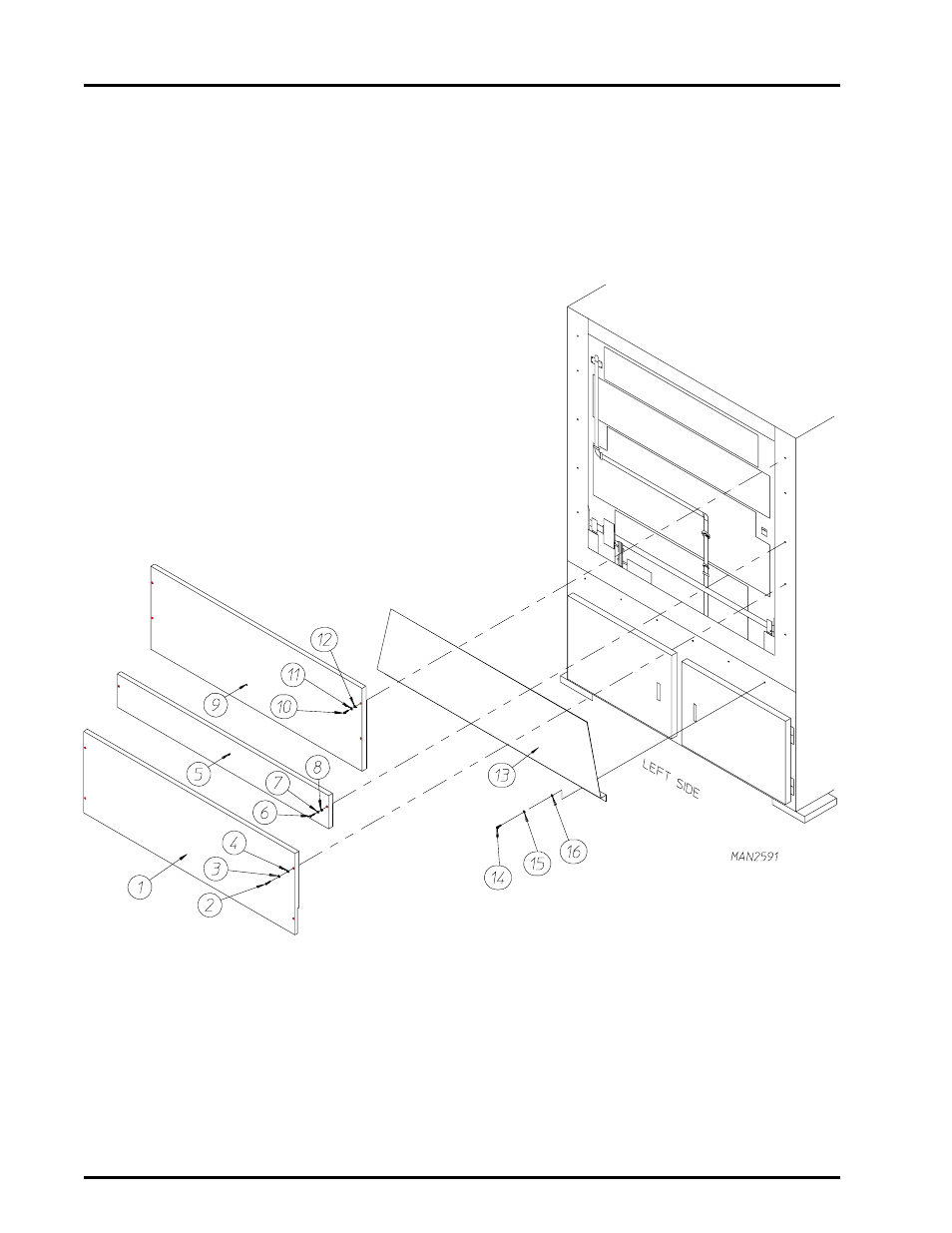 Left side panel assembly | ADC AD-464 User Manual | Page 38 / 118