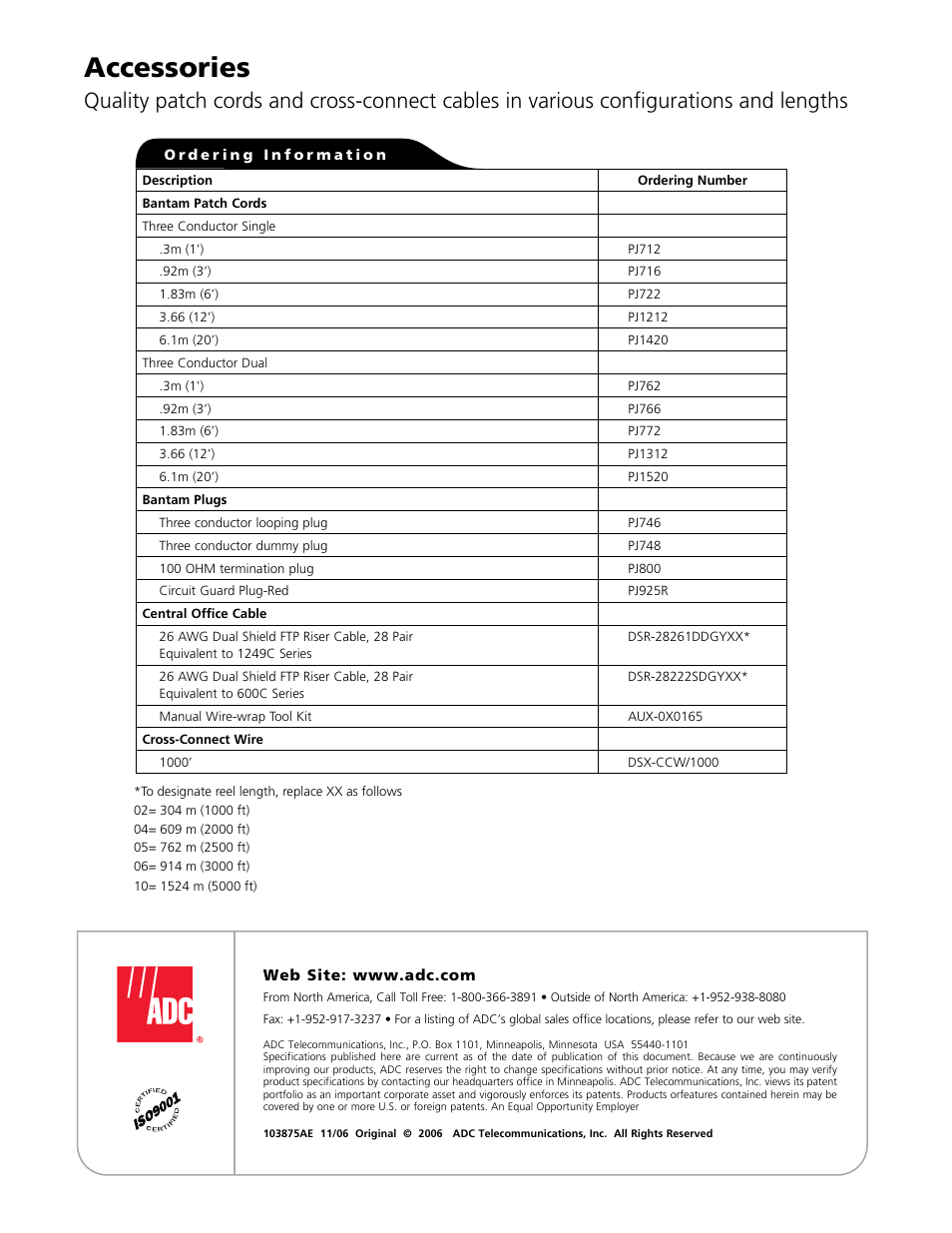 Accessories | ADC Cross-Connect DSXi User Manual | Page 2 / 2