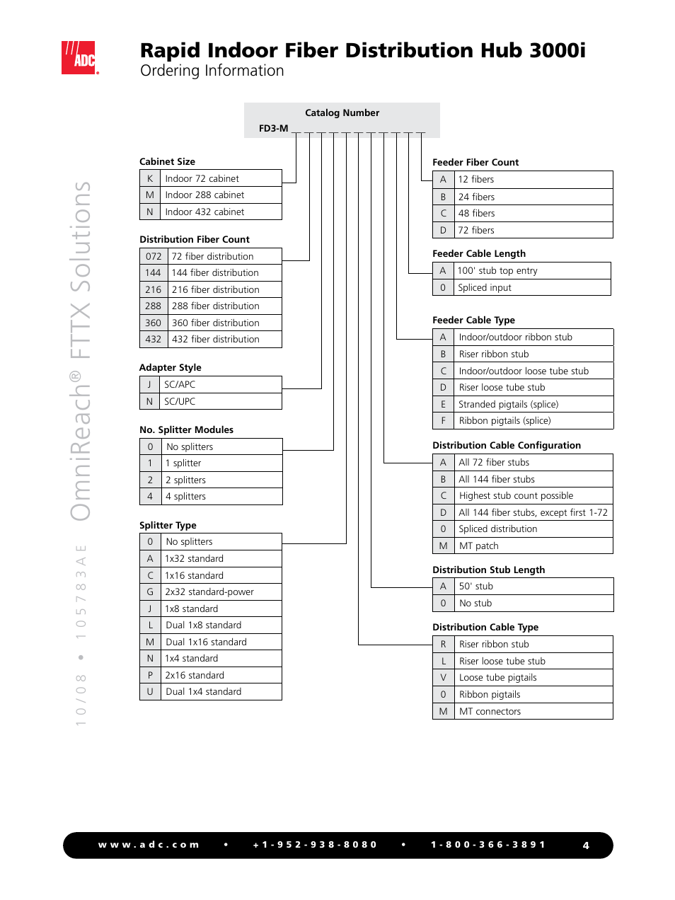 Omnireach, Fttx solutions, Rapid indoor fiber distribution hub 3000i | Ordering information | ADC OmniReach MDU Rapid Fiber System User Manual | Page 4 / 8