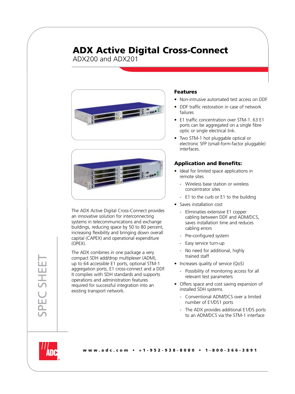 ADC ADX Active Digital Cross-Connect ADX201 User Manual | 2 pages