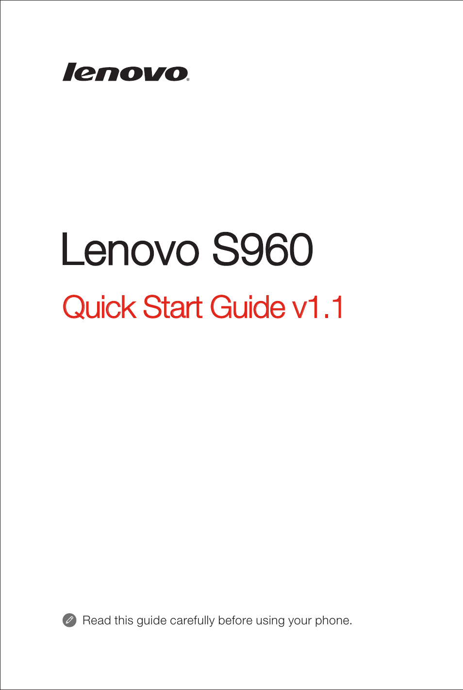 Lenovo S960 Smartphone User Manual | 6 pages