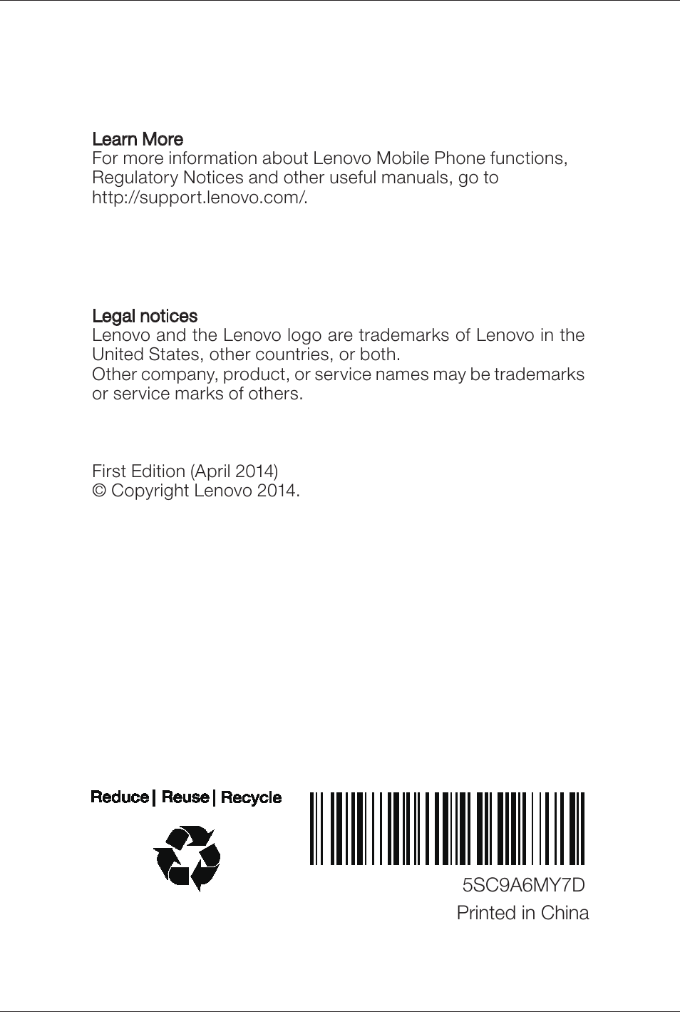 Lenovo S960 Smartphone User Manual | Page 6 / 6