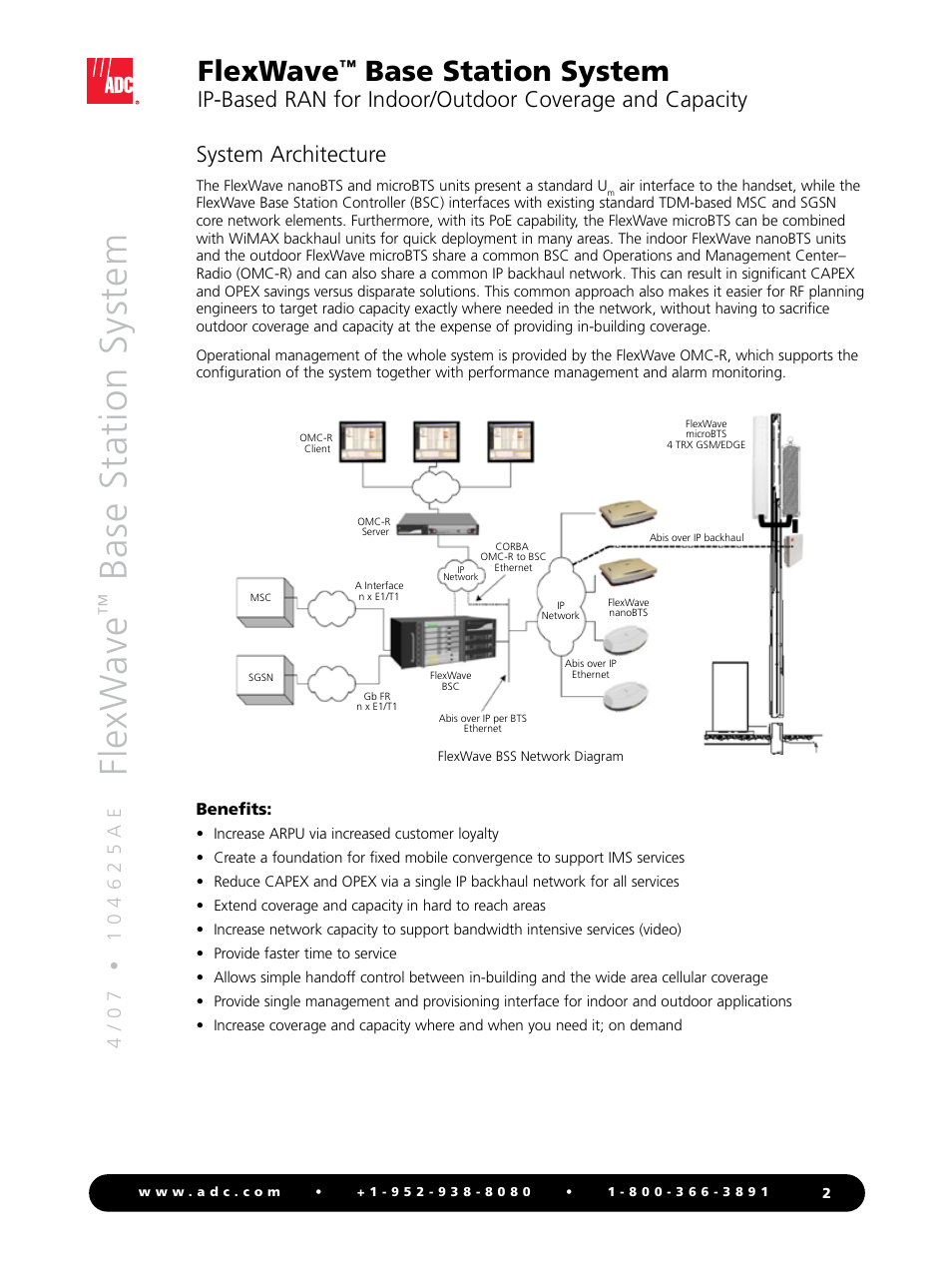 Fl ex w av e, Bas e st at io n s ys te m, Flexwave | Base station system | ADC Universal Radio Head FlexWave User Manual | Page 2 / 4