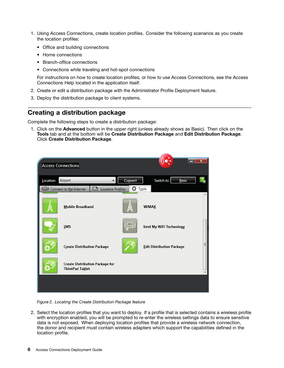 Creating a distribution package | Lenovo ThinkVantage Access Connections User Manual | Page 10 / 42