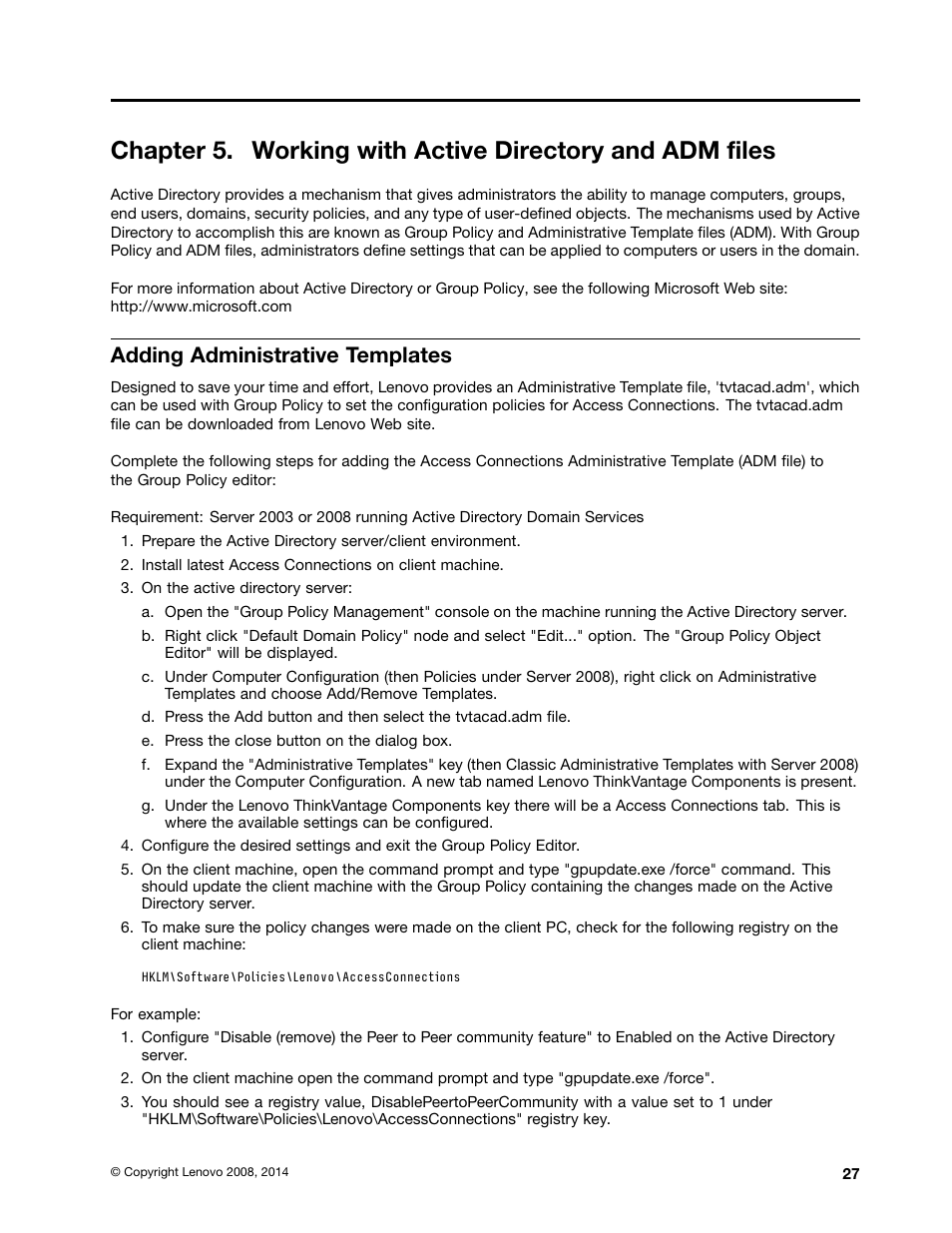 Adding administrative templates | Lenovo ThinkVantage Access Connections User Manual | Page 31 / 42