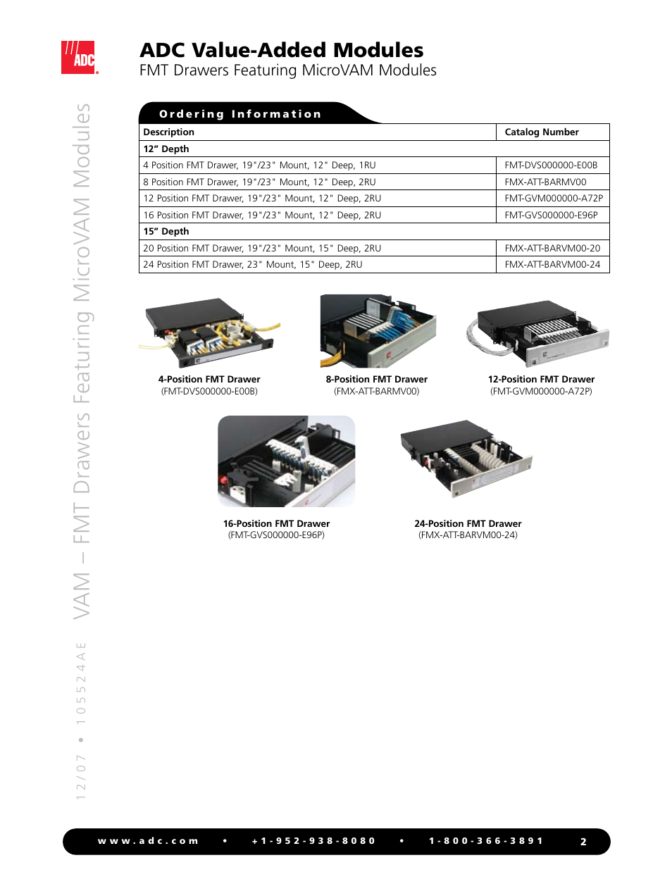 Vam – fmt drawers featuring micr ov am modules, Adc value-added modules, Fmt drawers featuring microvam modules | ADC FMT Drawers Featuring MicroVAM Modules User Manual | Page 2 / 4