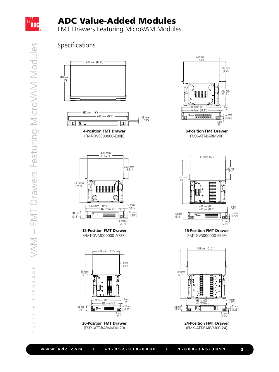 Vam – fmt drawers featuring micr ov am modules, Adc value-added modules, Fmt drawers featuring microvam modules | Specifications | ADC FMT Drawers Featuring MicroVAM Modules User Manual | Page 3 / 4