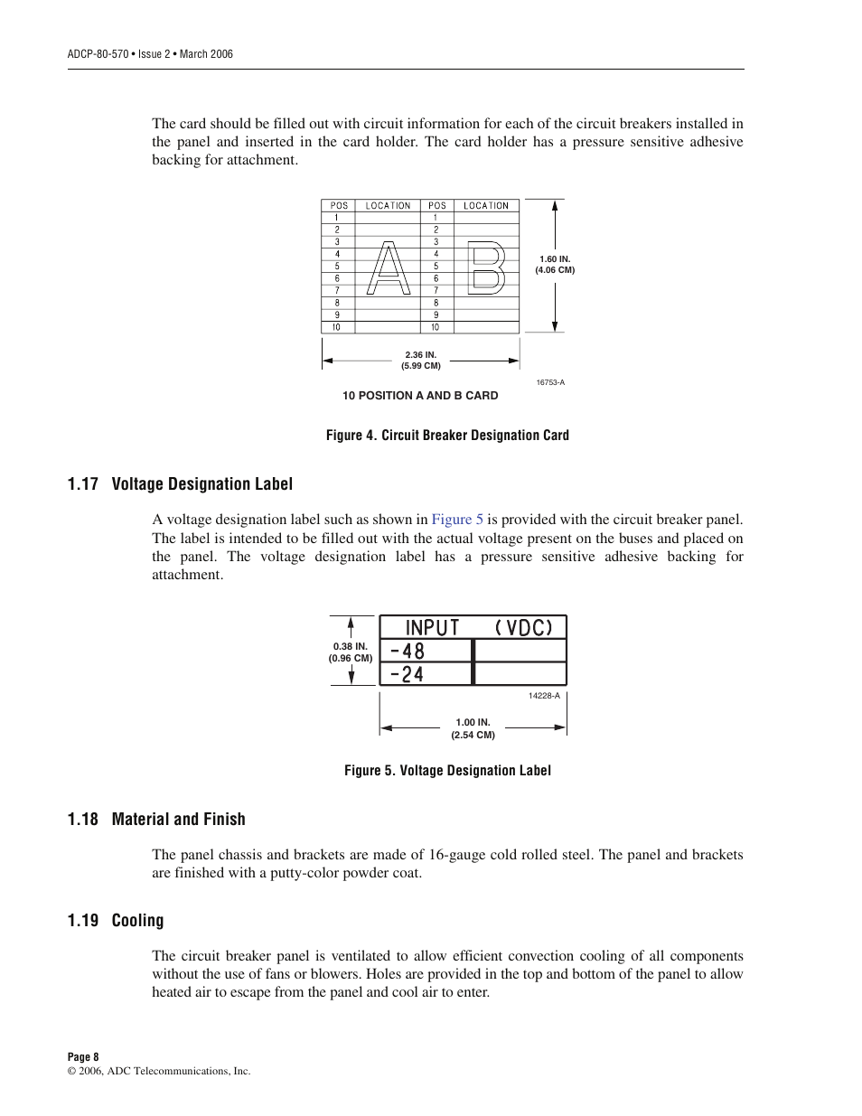 17 voltage designation label, 18 material and finish, 19 cooling | ADC PowerWorx Circuit Breaker Panel With Reset Switch User Manual | Page 14 / 40