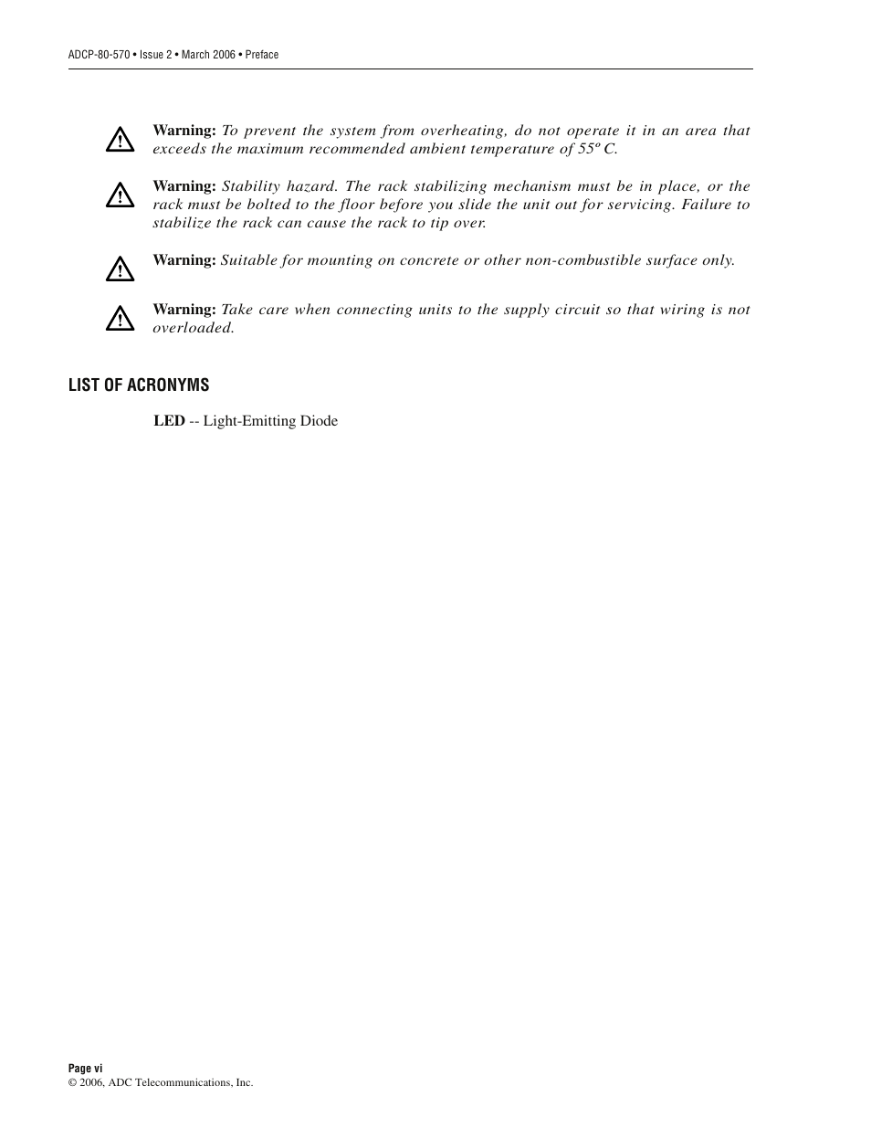 List of acronyms | ADC PowerWorx Circuit Breaker Panel With Reset Switch User Manual | Page 6 / 40