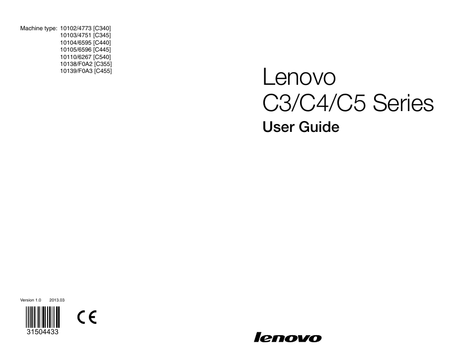 Lenovo C355 All-in-One User Manual | 53 pages