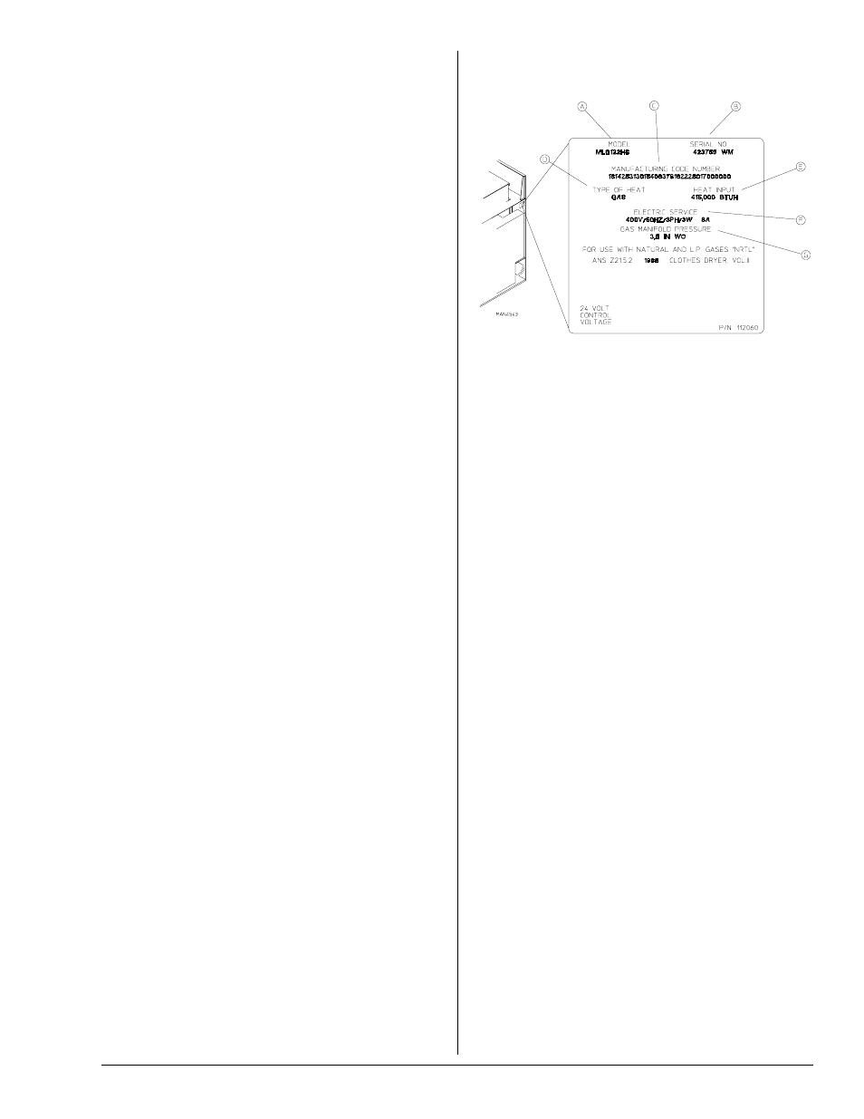 Input/output board l.e.d. indicators, Data label | ADC ML-122 User Manual | Page 23 / 26