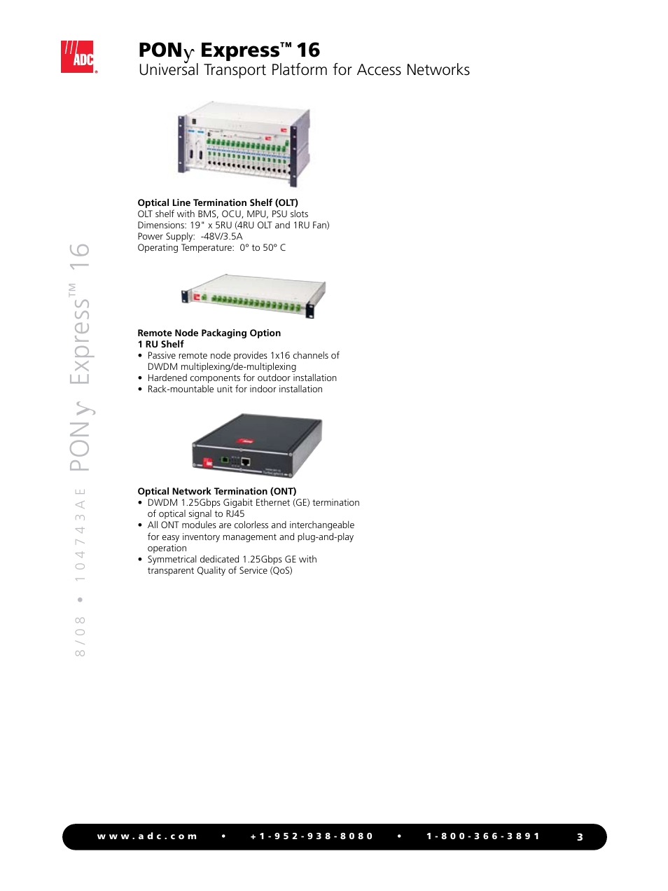 Pon expr ess, Pon express | ADC Universal Transport Platform for Access Networks PONy Express 16 User Manual | Page 3 / 4
