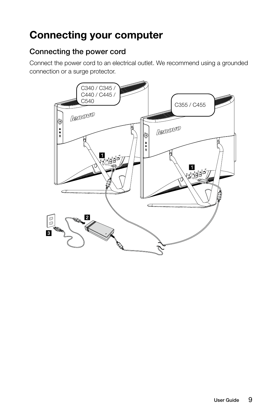 Connecting your computer | Lenovo C455 All-in-One User Manual | Page 14 / 53